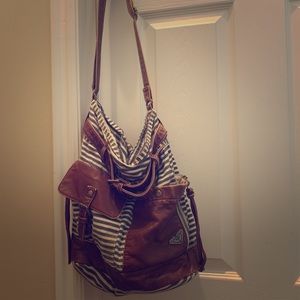 ROXY blue & white striped bag